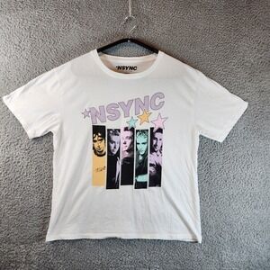 NSYNC‎ T Shirt Adult Medium Short Sleeve Band Tee White Retro Boy Band Cotton